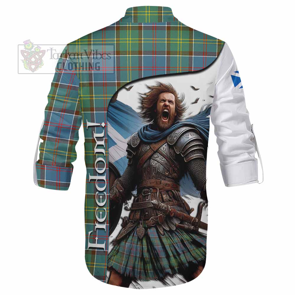 Tartan Vibes Clothing Colville Crest Tartan Ghillie Kilt Shirt Inspired by the Freedom of Scottish Warrior