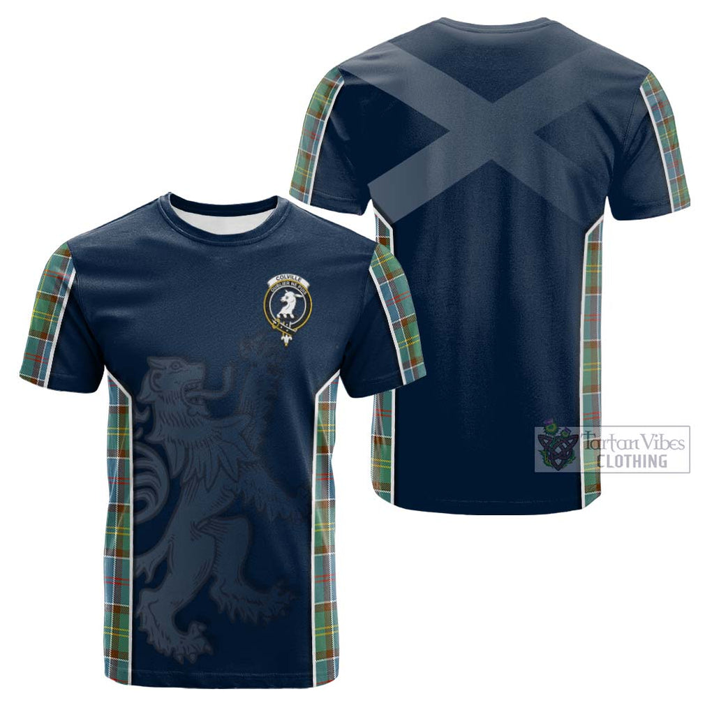 Tartan Vibes Clothing Colville Tartan Cotton T-shirt with Family Crest and Lion Rampant Vibes Sport Style