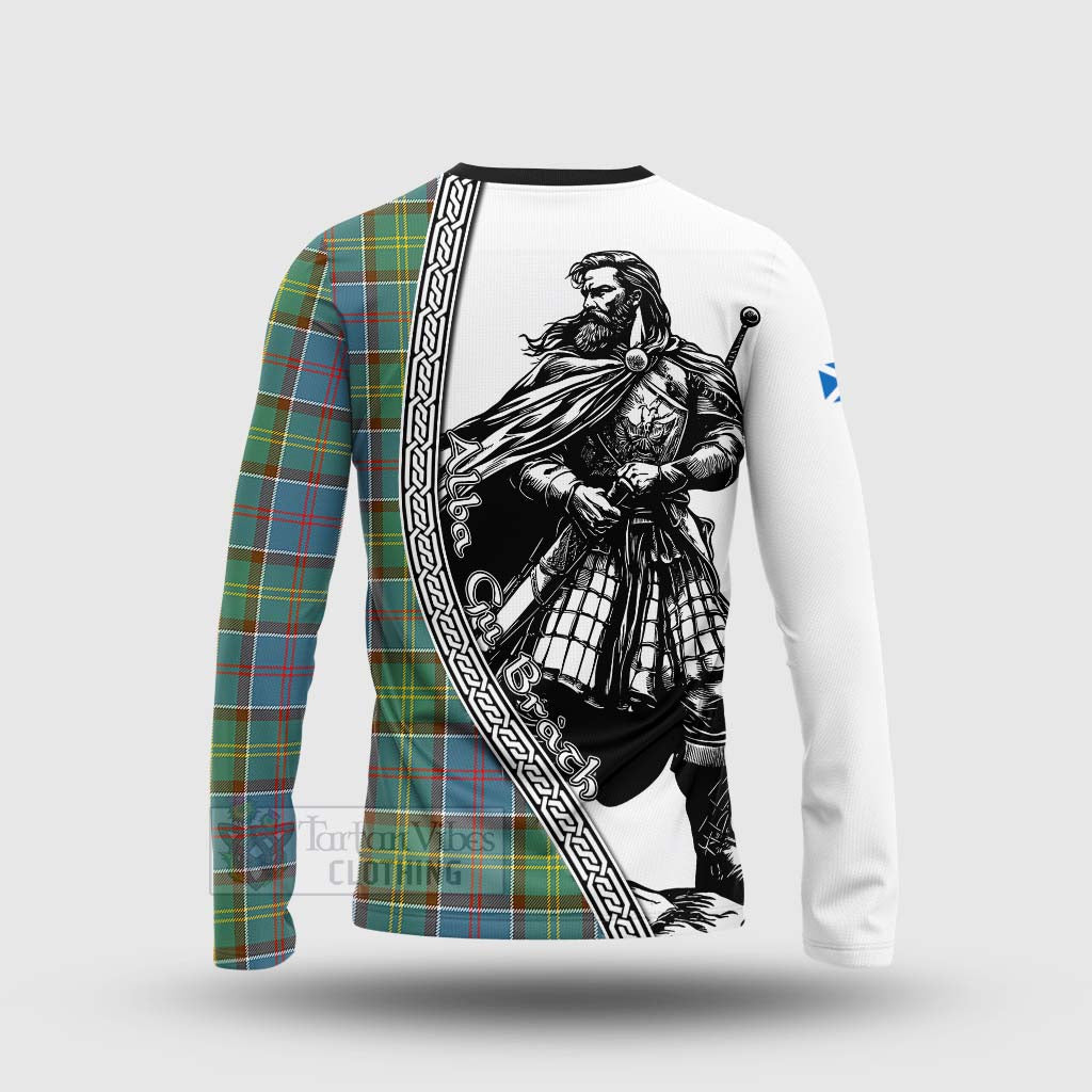 Tartan Vibes Clothing Colville Tartan Clan Crest Long Sleeve T-Shirt with Highlander Warrior Celtic Style