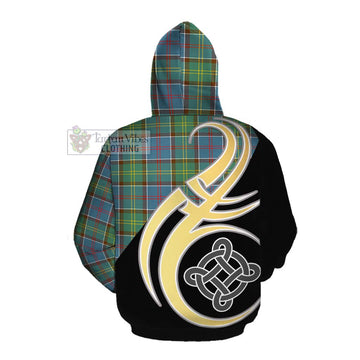 Colville Tartan Cotton Hoodie with Family Crest and Celtic Symbol Style