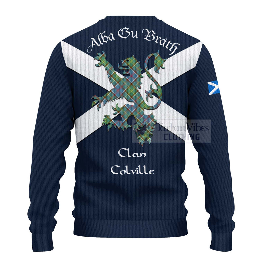 Tartan Vibes Clothing Colville Tartan Lion Rampant Knitted Sweater – Proudly Display Your Heritage with Alba Gu Brath and Clan Name