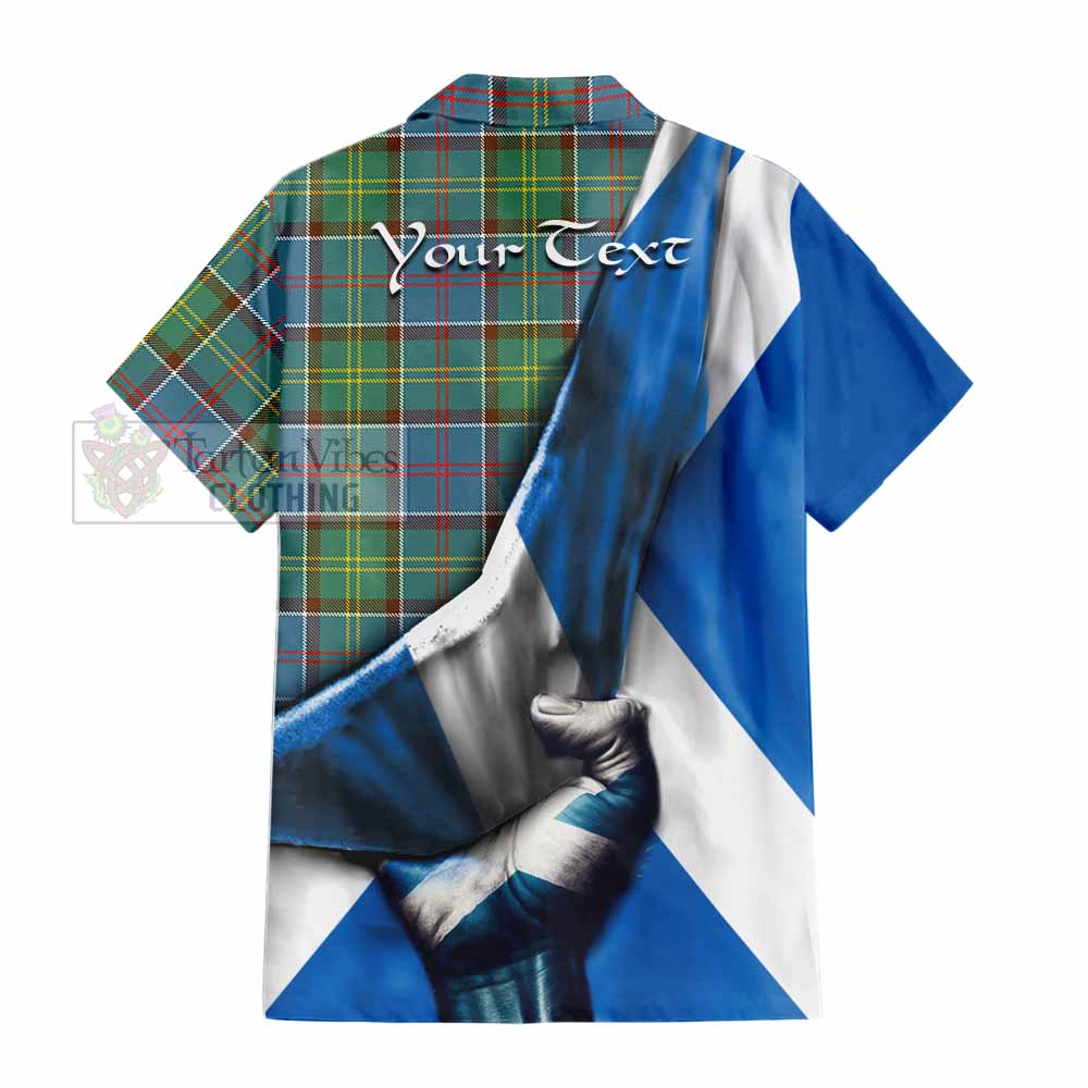 Tartan Vibes Clothing Colville Tartan Short Sleeve Button Shirt with Family Crest Scotland Patriotic Style