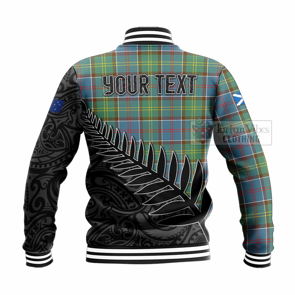 Tartan Vibes Clothing Colville Crest Tartan Baseball Jacket with New Zealand Silver Fern Half Style