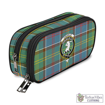 Colville Tartan Pen and Pencil Case with Family Crest