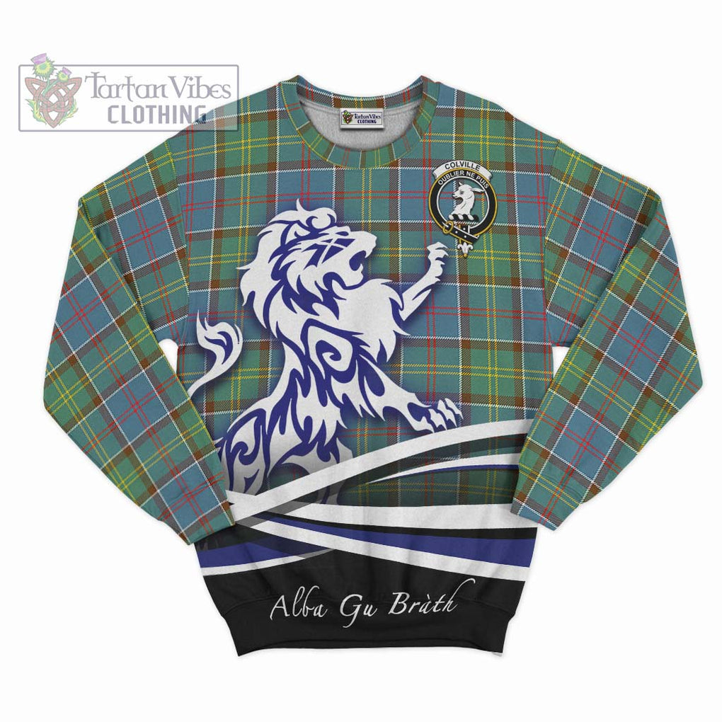 Colville Tartan Sweatshirt with Alba Gu Brath Regal Lion Emblem - Tartanvibesclothing Shop