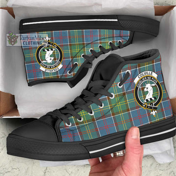 Colville Tartan High Top Shoes with Family Crest