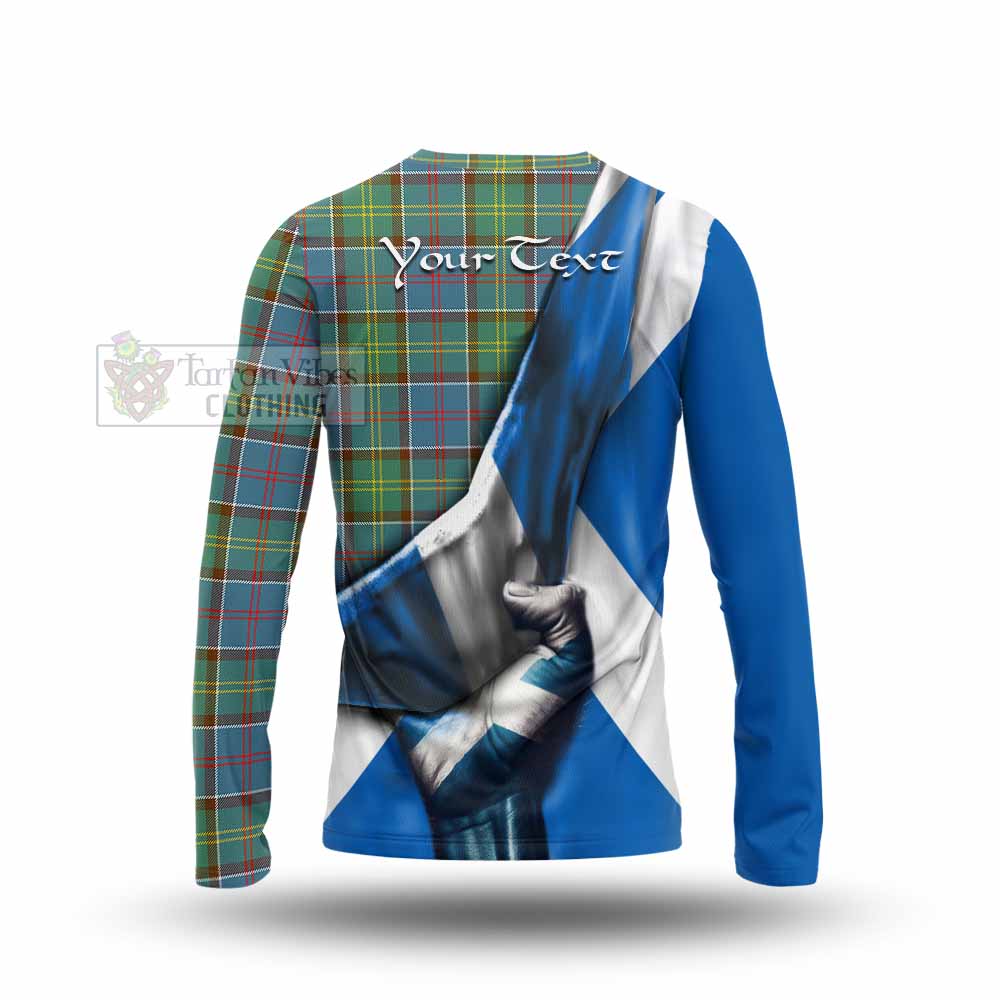 Tartan Vibes Clothing Colville Tartan Long Sleeve T-Shirt with Family Crest Scotland Patriotic Style