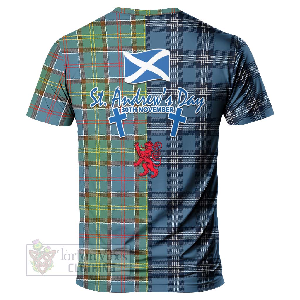 Tartan Vibes Clothing Colville Tartan T-Shirt Happy St. Andrew's Day Half Tartan Style