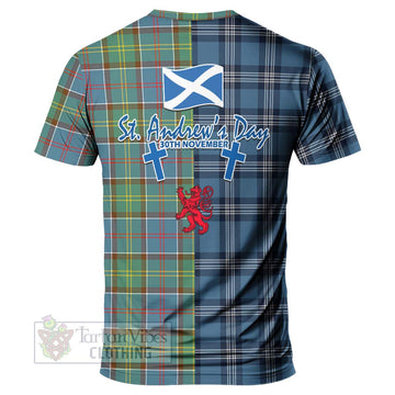 Colville Tartan T-Shirt Happy St. Andrew's Day Half Tartan Style