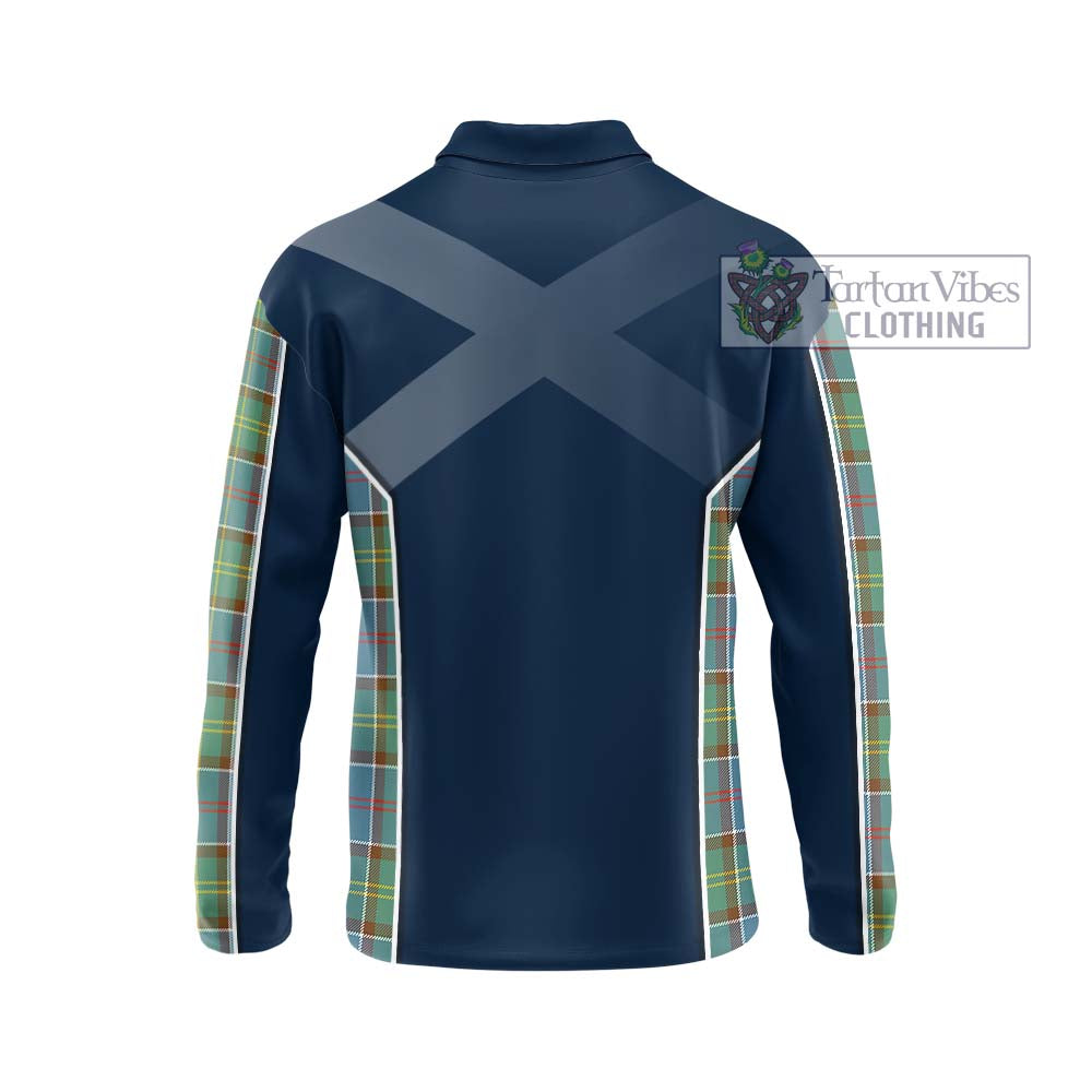 Colville Tartan Long Sleeve Polo Shirt with Family Crest and Lion Rampant Vibes Sport Style - Tartan Vibes Clothing