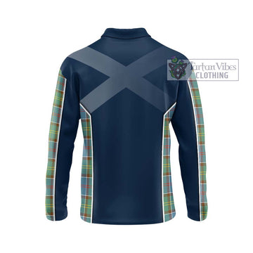 Colville Tartan Long Sleeve Polo Shirt with Family Crest and Lion Rampant Vibes Sport Style