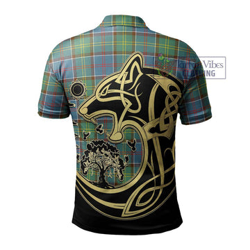 Colville Tartan Polo Shirt with Family Crest Celtic Wolf Style