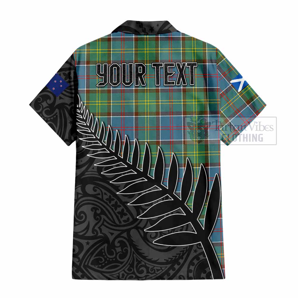 Tartan Vibes Clothing Colville Crest Tartan Short Sleeve Button Shirt with New Zealand Silver Fern Half Style