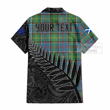 Colville Crest Tartan Short Sleeve Button Shirt with New Zealand Silver Fern Half Style