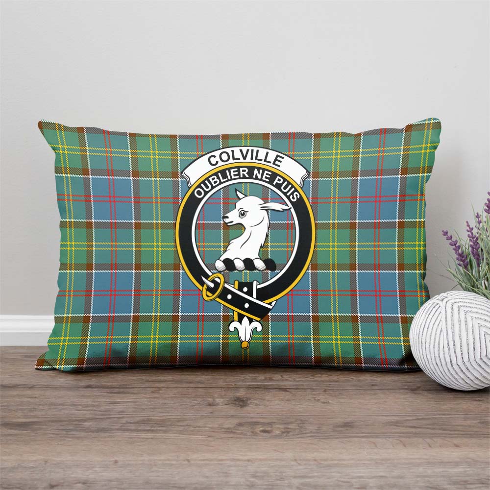 Colville Tartan Pillow Cover with Family Crest Rectangle Pillow Cover - Tartanvibesclothing