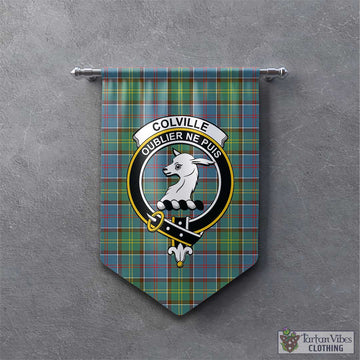 Colville Tartan Gonfalon, Tartan Banner with Family Crest