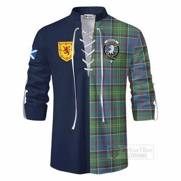 Colville Tartan Ghillie Kilt Shirt Alba with Scottish Lion Royal Arm Half Style