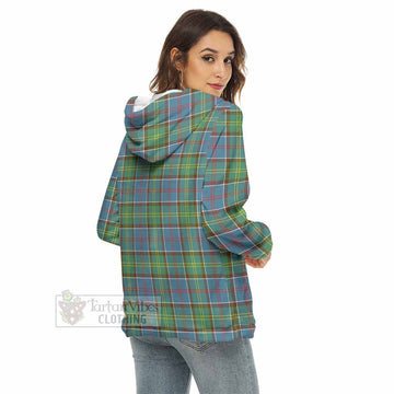 Colville Tartan Crest Women's Borg  Half Zip Fleece Hoodie