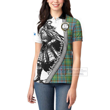 Colville Tartan Clan Crest Women's Polo Shirt with Highlander Warrior Celtic Style