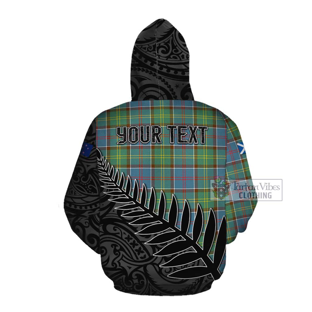 Tartan Vibes Clothing Colville Crest Tartan Cotton Hoodie with New Zealand Silver Fern Half Style