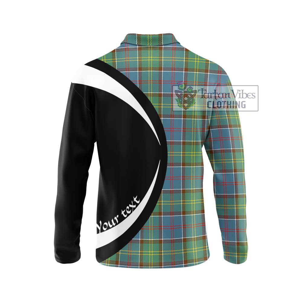 Colville Tartan Long Sleeve Polo Shirt with Family Crest Circle Style - Tartan Vibes Clothing