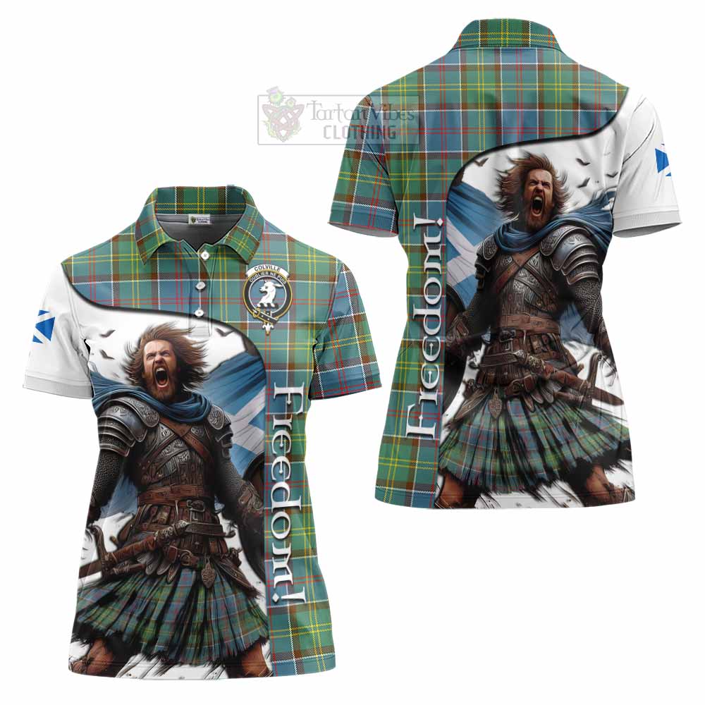 Tartan Vibes Clothing Colville Crest Tartan Women's Polo Shirt Inspired by the Freedom of Scottish Warrior