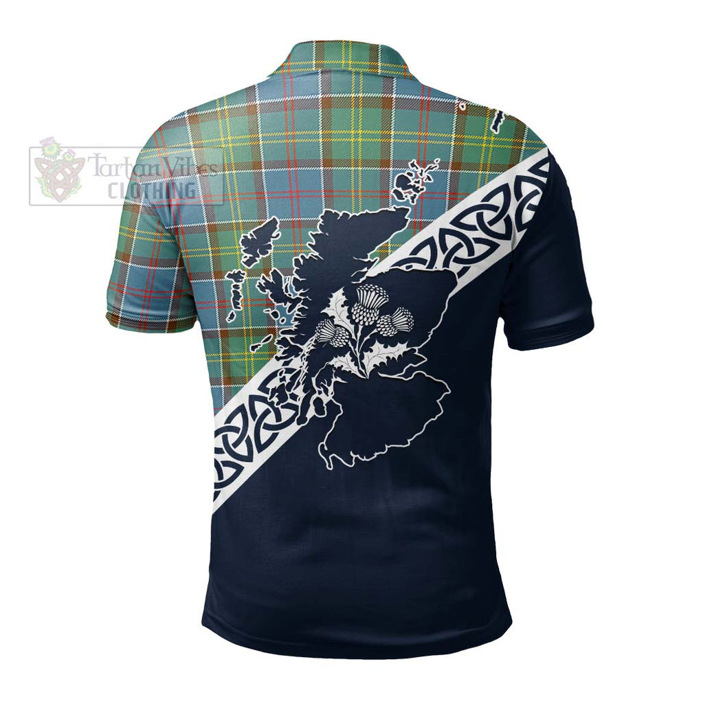 Colville Tartan Polo Shirt Featuring Thistle and Scotland Map