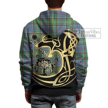 Colville Tartan Hoodie with Family Crest Celtic Wolf Style