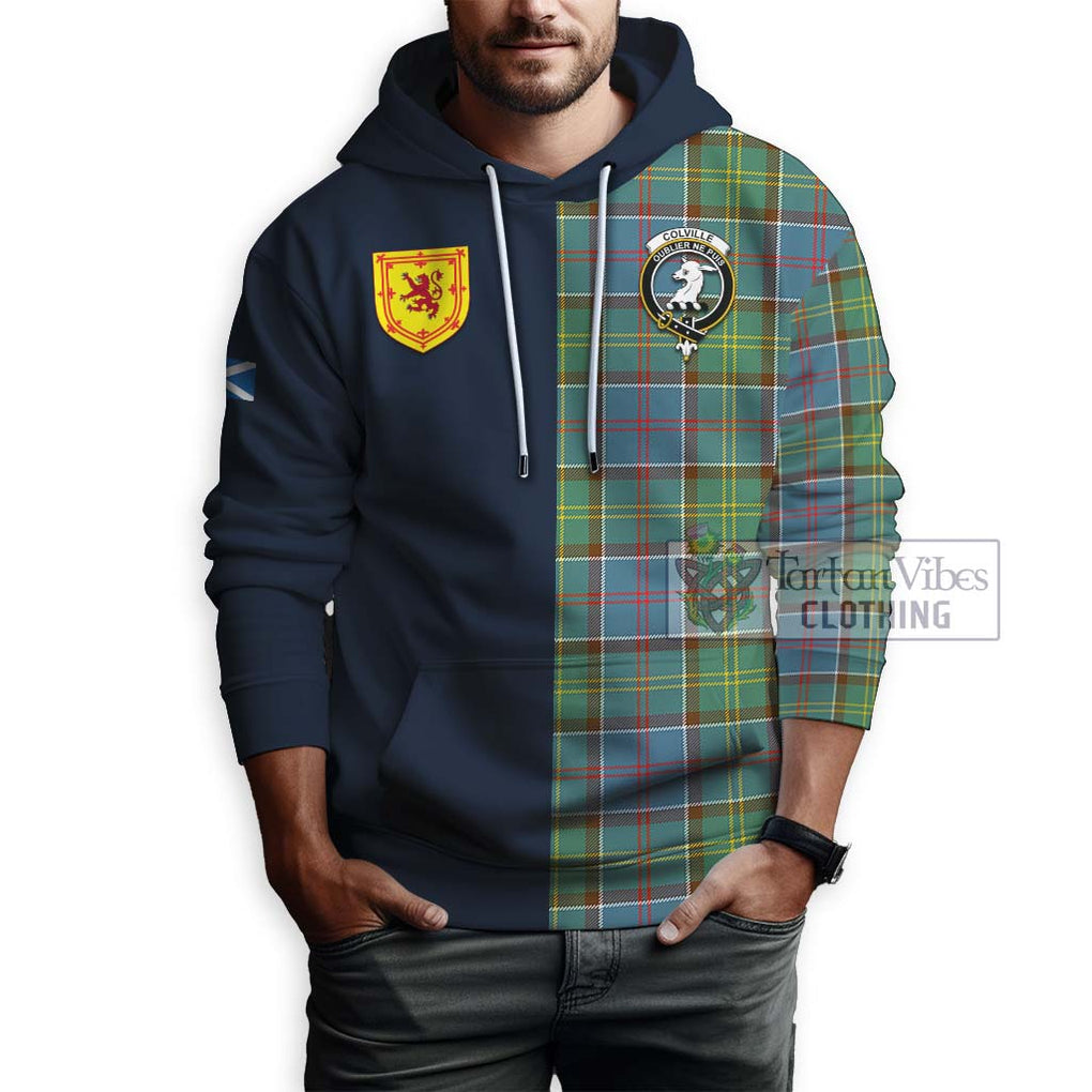 Tartan Vibes Clothing Colville Tartan Hoodie with Scottish Lion Royal Arm Half Style