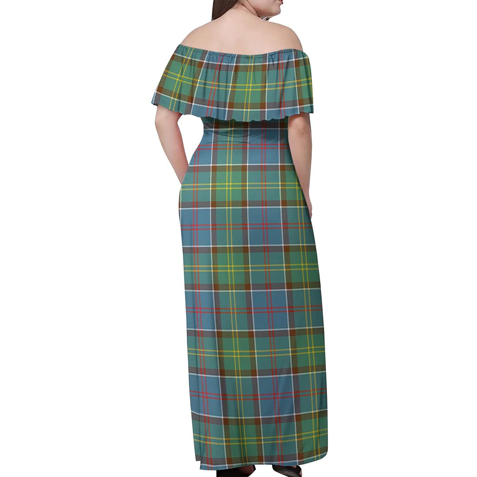 Colville Tartan Off Shoulder Long Dress - Tartanvibesclothing