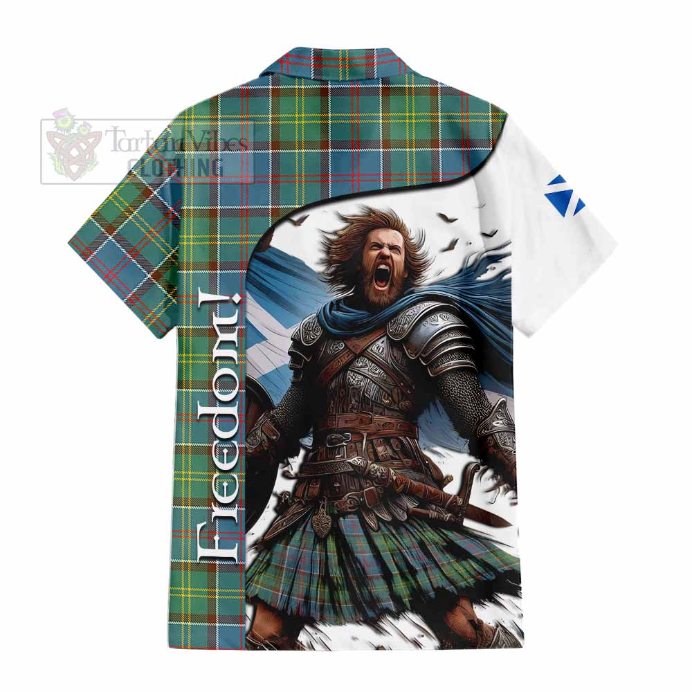 Tartan Vibes Clothing Colville Crest Tartan Short Sleeve Button Shirt Inspired by the Freedom of Scottish Warrior