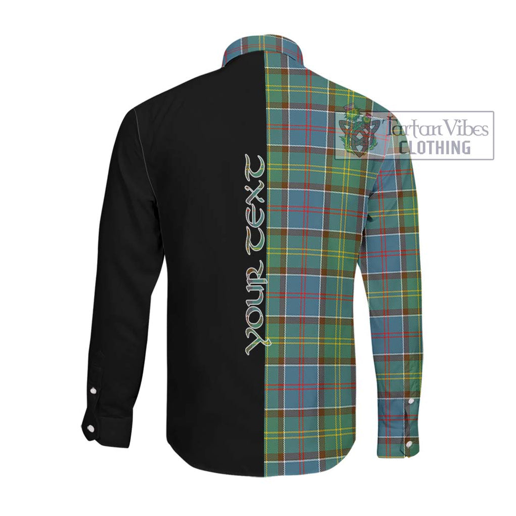 Colville Tartan Long Sleeve Button Shirt with Family Crest and Half Of Me Style Men's Shirt - Tartanvibesclothing Shop