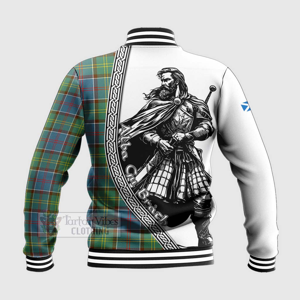 Tartan Vibes Clothing Colville Tartan Clan Crest Baseball Jacket with Highlander Warrior Celtic Style