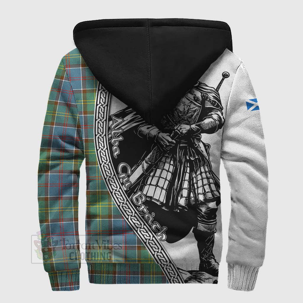 Tartan Vibes Clothing Colville Tartan Clan Crest Sherpa Hoodie with Highlander Warrior Celtic Style