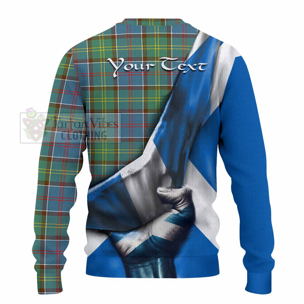 Tartan Vibes Clothing Colville Tartan Knitted Sweater with Family Crest Scotland Patriotic Style