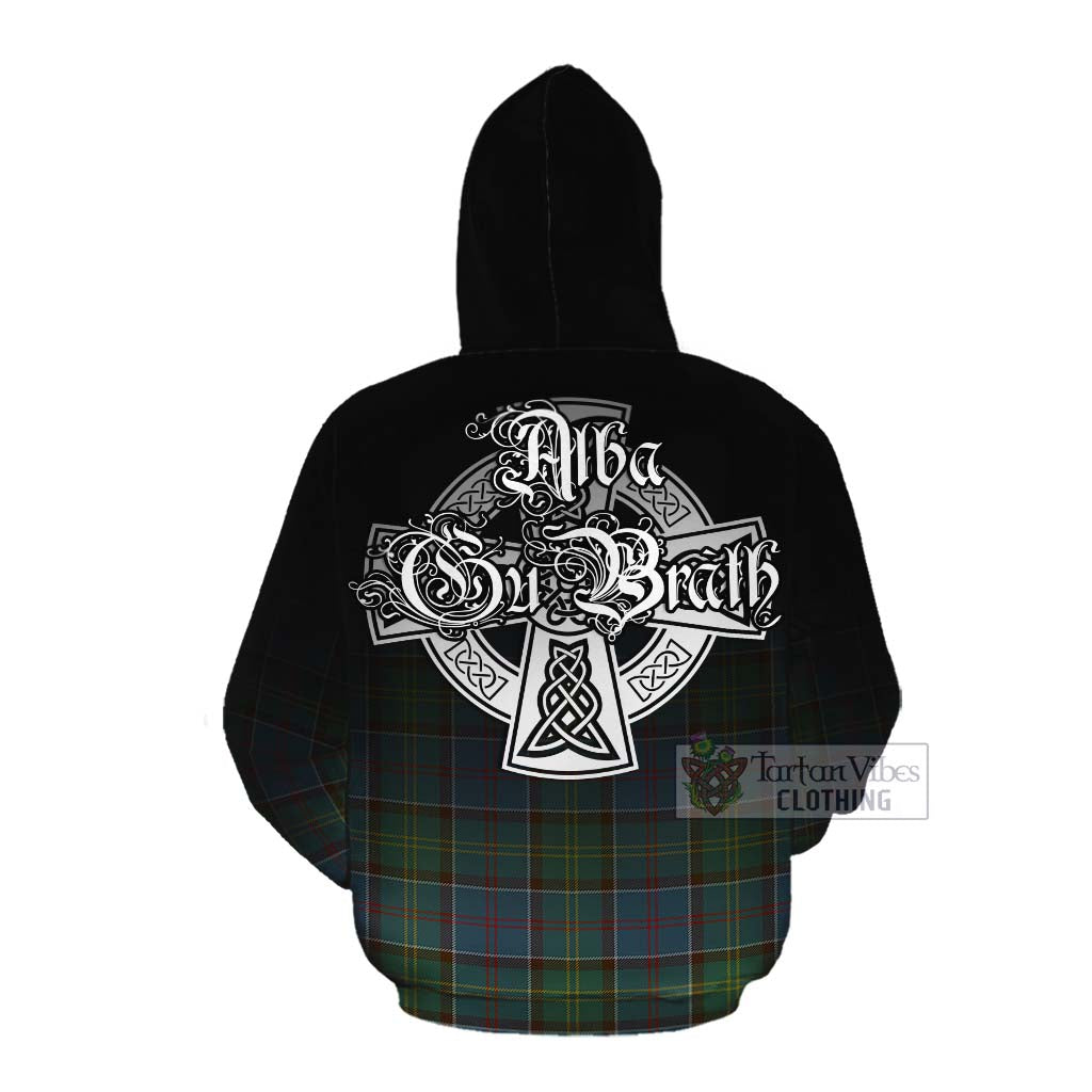 Tartan Vibes Clothing Colville Tartan Cotton Hoodie Featuring Alba Gu Brath Family Crest Celtic Inspired