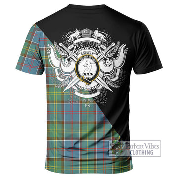 Colville Tartan T-Shirt with Family Crest and Military Logo Style