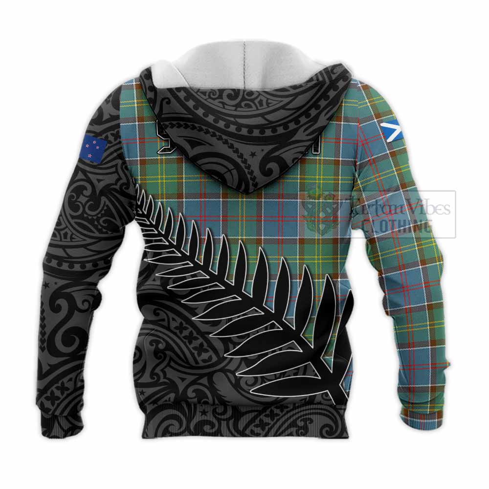 Tartan Vibes Clothing Colville Crest Tartan Knitted Hoodie with New Zealand Silver Fern Half Style