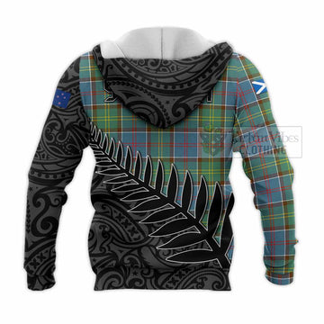 Colville Crest Tartan Knitted Hoodie with New Zealand Silver Fern Half Style