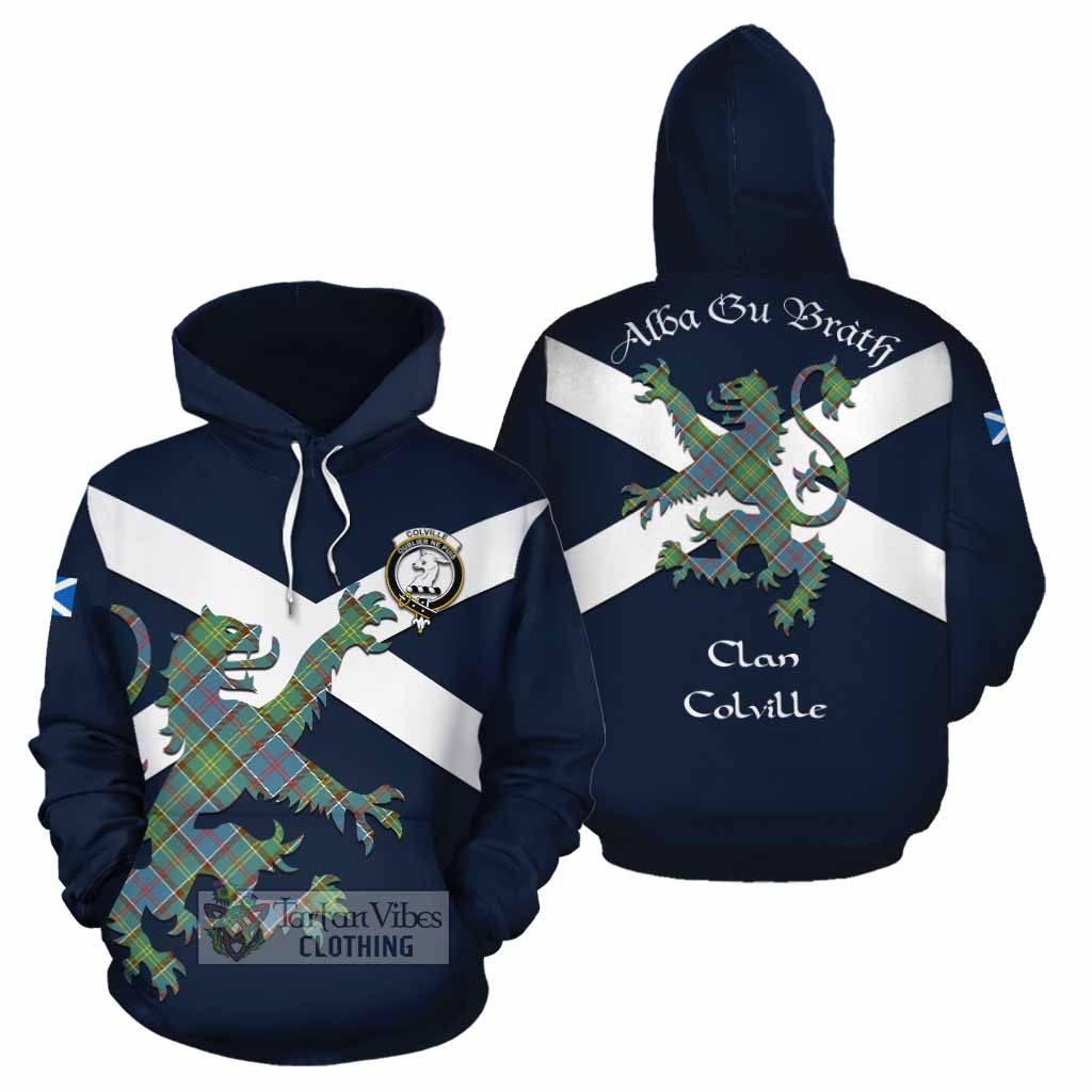 Tartan Vibes Clothing Colville Tartan Lion Rampant Cotton Hoodie Proudly Display Your Heritage with Alba Gu Brath and Clan Name