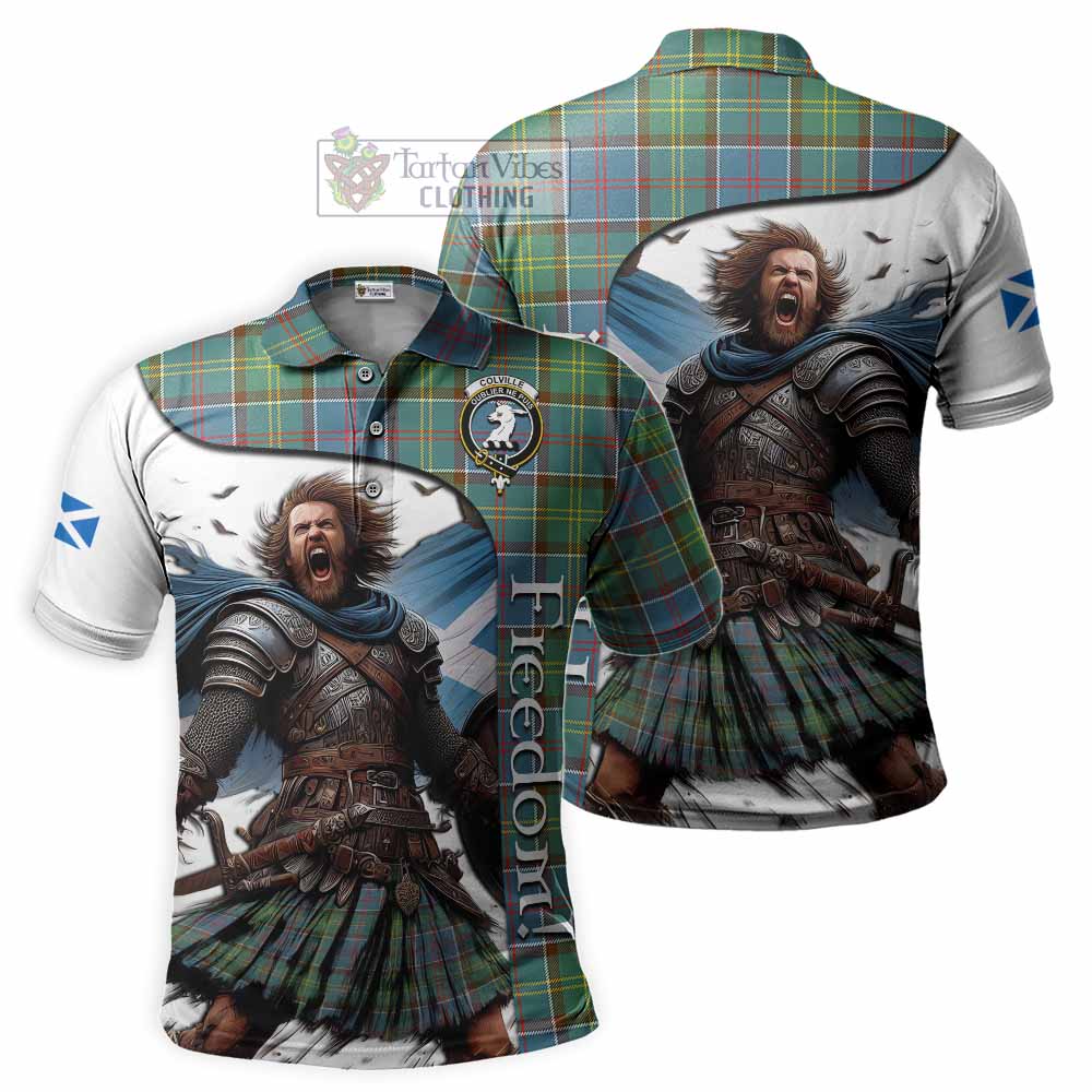 Tartan Vibes Clothing Colville Crest Tartan Polo Shirt Inspired by the Freedom of Scottish Warrior