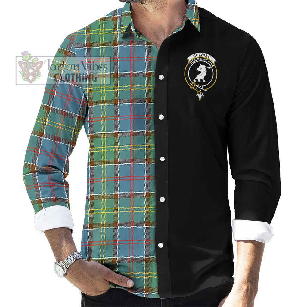 Colville Tartan Long Sleeve Button Shirt with Family Crest and Half Of Me Style - Tartanvibesclothing Shop