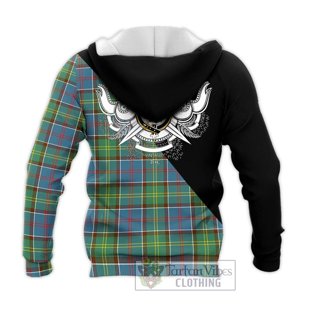 Colville Tartan Knitted Hoodie with Family Crest and Military Logo Style - Tartanvibesclothing Shop