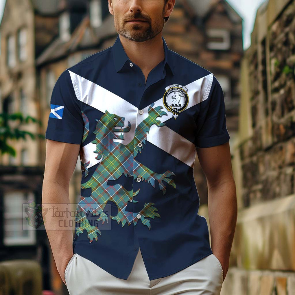 Tartan Vibes Clothing Colville Tartan Lion Rampant Short Sleeve Button Shirt – Proudly Display Your Heritage with Alba Gu Brath and Clan Name