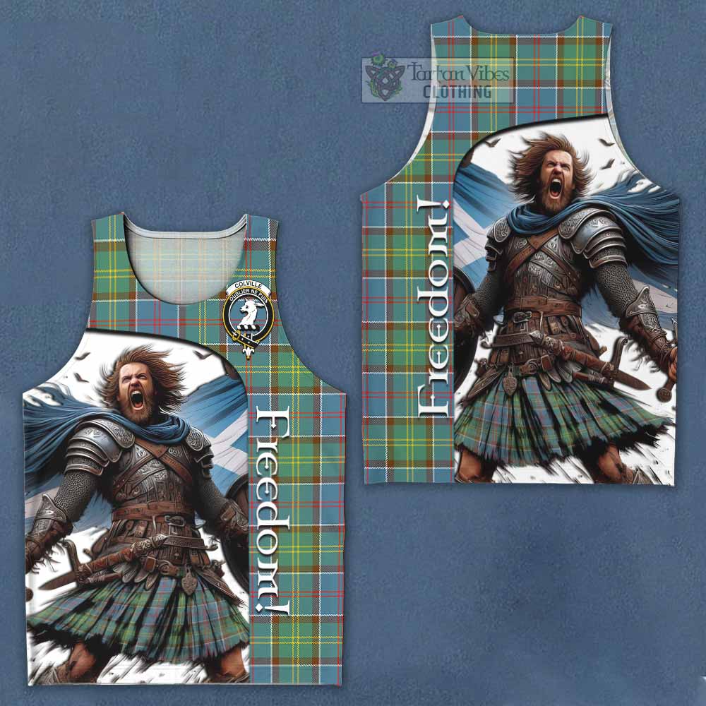 Tartan Vibes Clothing Colville Crest Tartan Men's Tank Top Inspired by the Freedom of Scottish Warrior