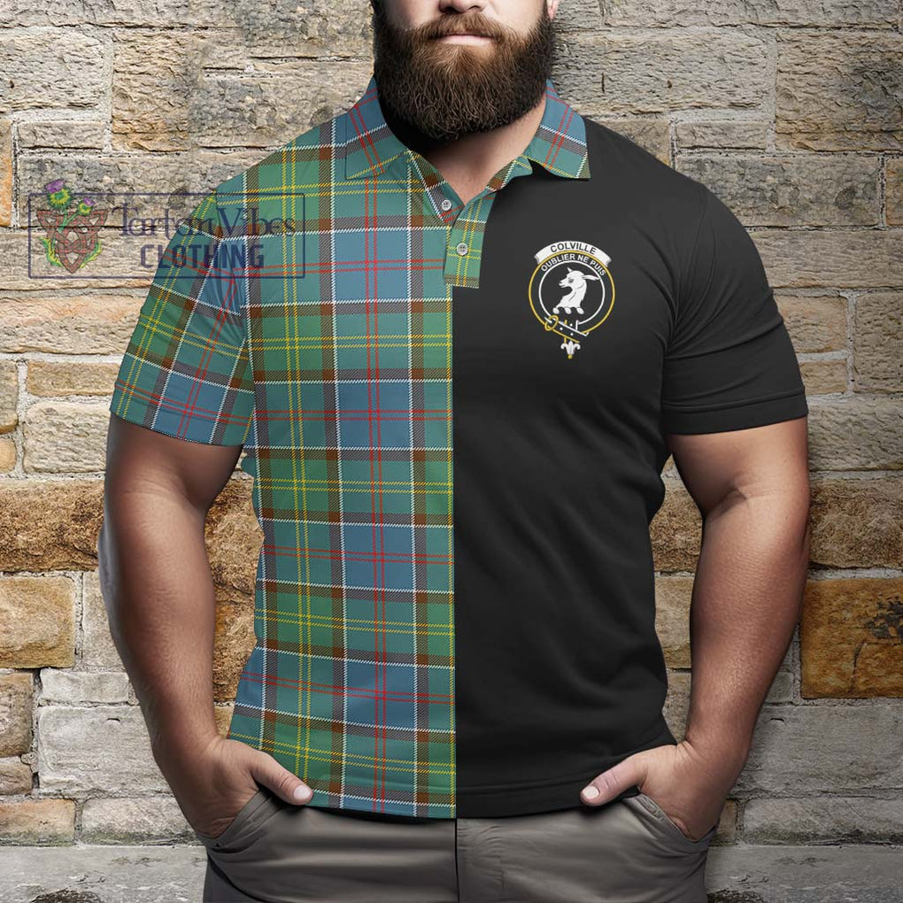 Colville Tartan Polo Shirt with Family Crest and Half Of Me Style - Tartanvibesclothing Shop