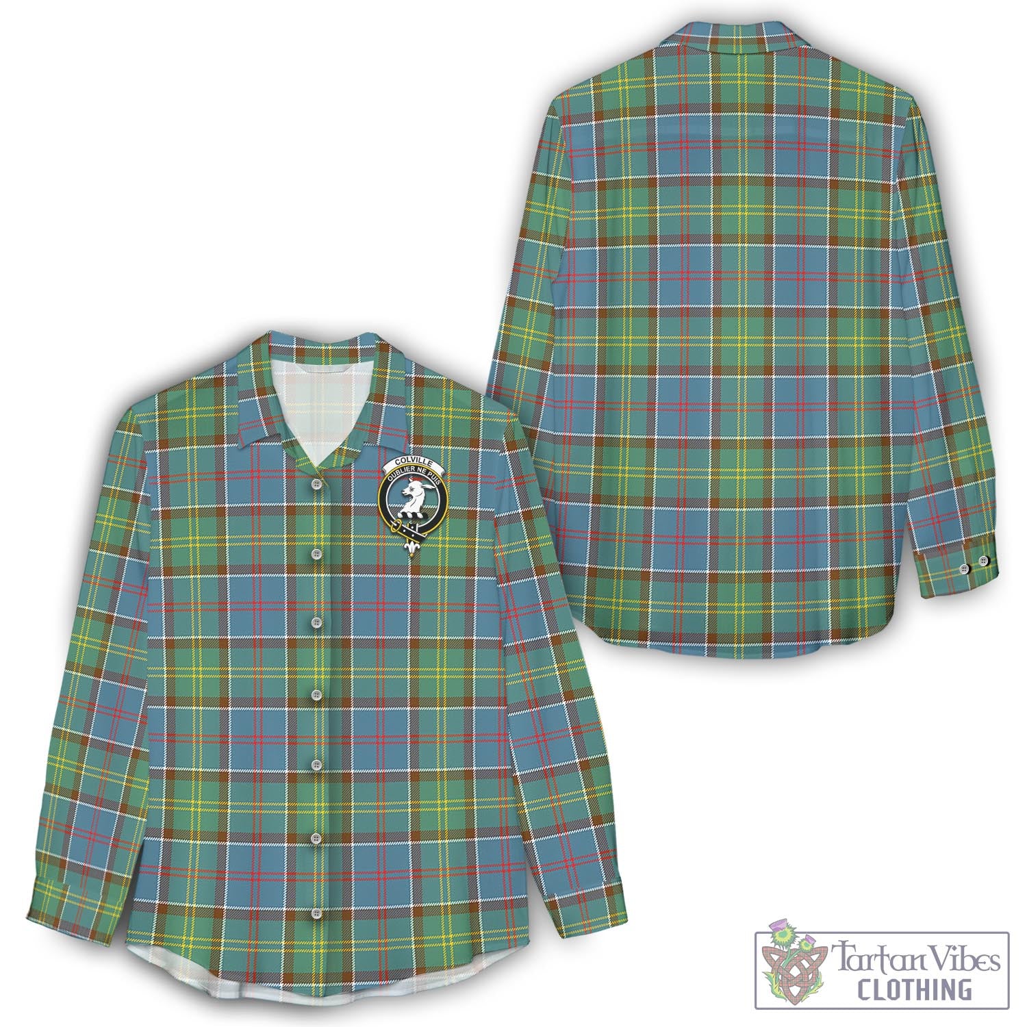 Tartan Vibes Clothing Colville Tartan Womens Casual Shirt with Family Crest