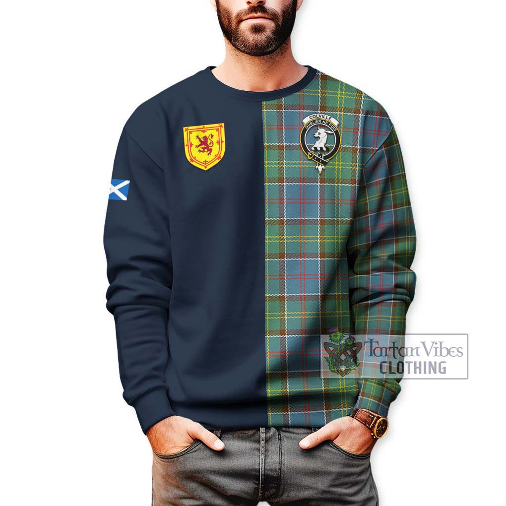 Tartan Vibes Clothing Colville Tartan Sweatshirt with Scottish Lion Royal Arm Half Style