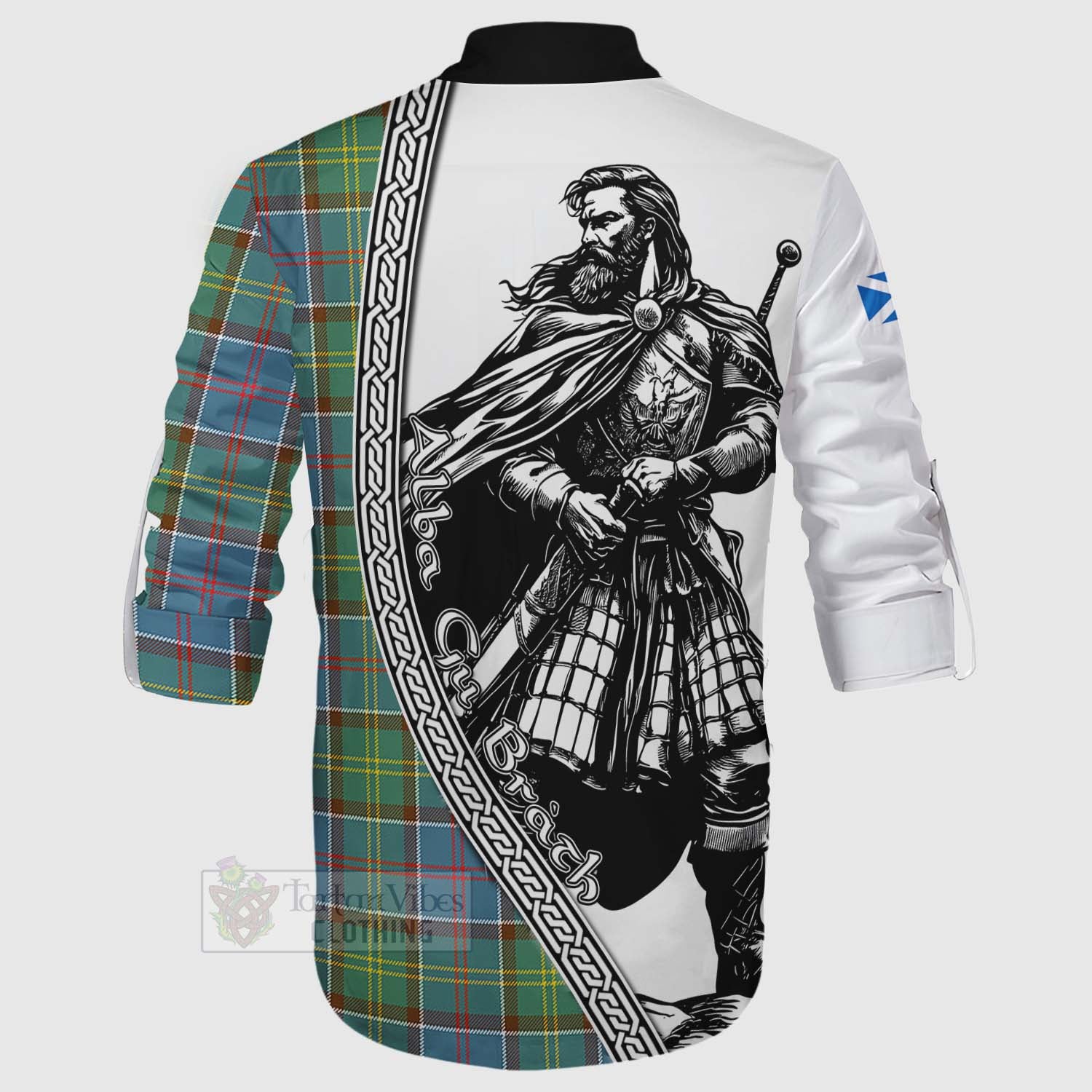 Tartan Vibes Clothing Colville Tartan Clan Crest Ghillie Kilt Shirt with Highlander Warrior Celtic Style