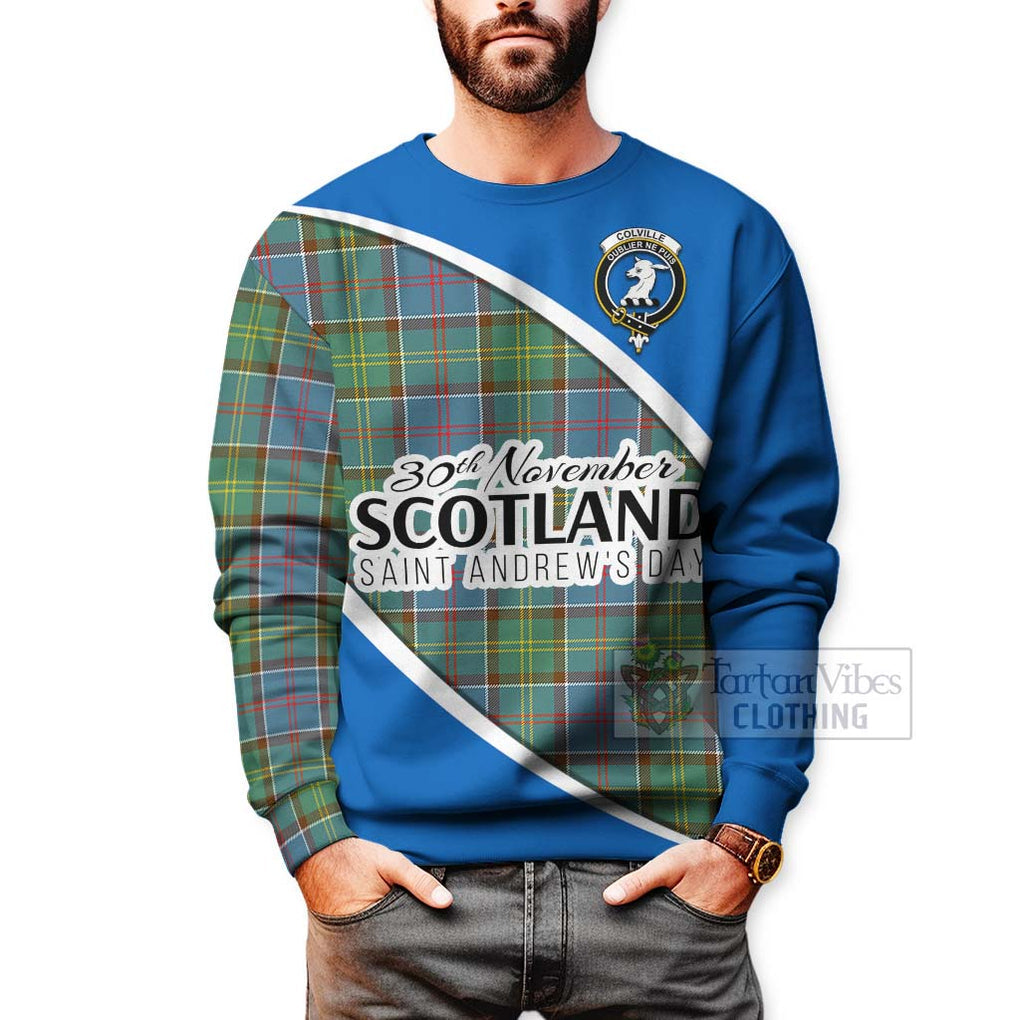 Tartan Vibes Clothing Colville Family Crest Tartan Sweatshirt Celebrate Saint Andrew's Day in Style